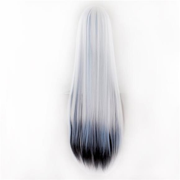 40" 100cm Anime Costume Long Straight Cosplay Wig Party Wig (White/Blue/Black) - Picture 3 of 6